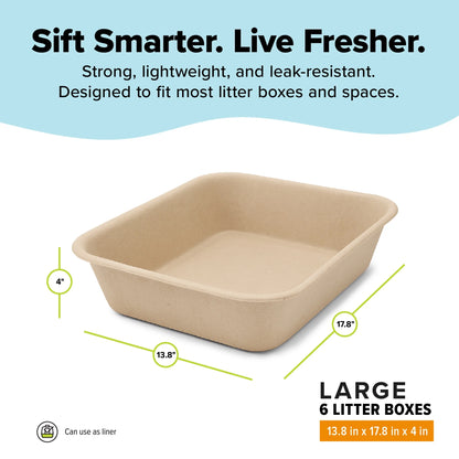 Eco-Friendly Disposable Litter Box Jumbo for Cats (Pack of 6)